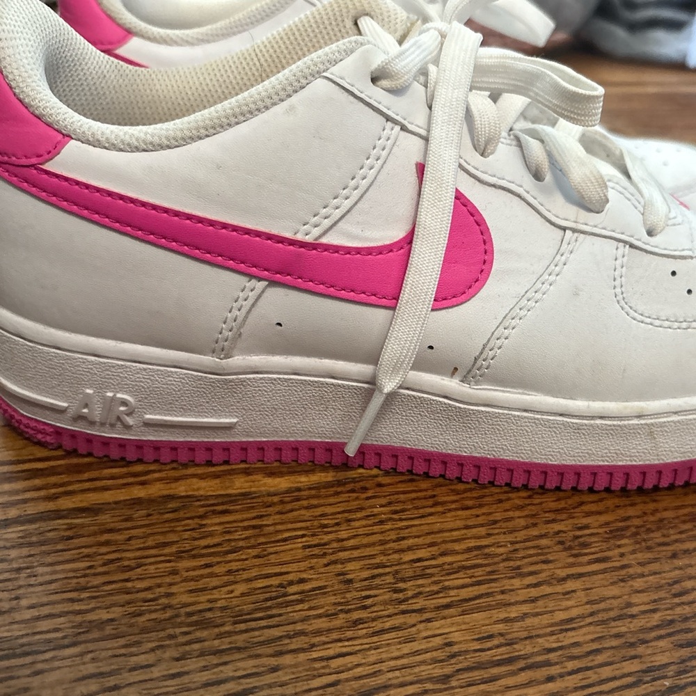 Nike Air Force 1 White and Pink Shoes